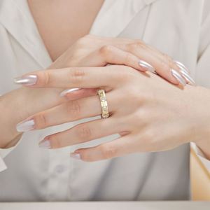 Dylam Luxurious Fine Jewelry Trendy Women S925 <b>Silver</b> Diamond Halo <b>Eternity</b> Band 5A Zirconia Wedding Bridal Promise <b>Ring</b> - Product Image 4