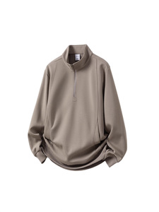 2025 nouveau <span class=keywords><strong>alpinisme</strong></span> coton solide Anti-boulochage coupe ample col montant demi fermeture éclair poche latérale <span class=keywords><strong>pull</strong></span> printemps automne décontracté - Product Image 5