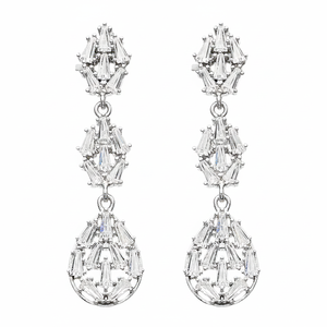 Baguette Stone <b>Earring</b> Pear Shape Push <b>Back</b> <b>Earring</b> Turkish Wholesale 925 Sterling <b>Silver</b> Jewelry - Product Image 2