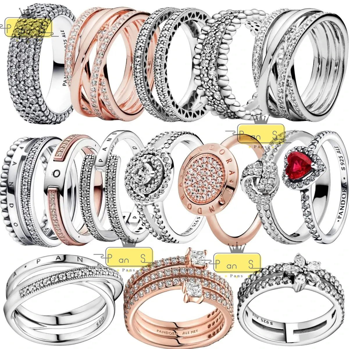 The best-selling women's jewelry 925 sterling silver triple ring interlocking ring suitable for original iPandoiraer accessories