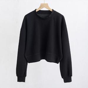2025 da donna top corti tinta unita felpe <span class=keywords><strong>Oversize</strong></span> larghe da donna a tracolla girocollo Casual top corti - Product Image 3