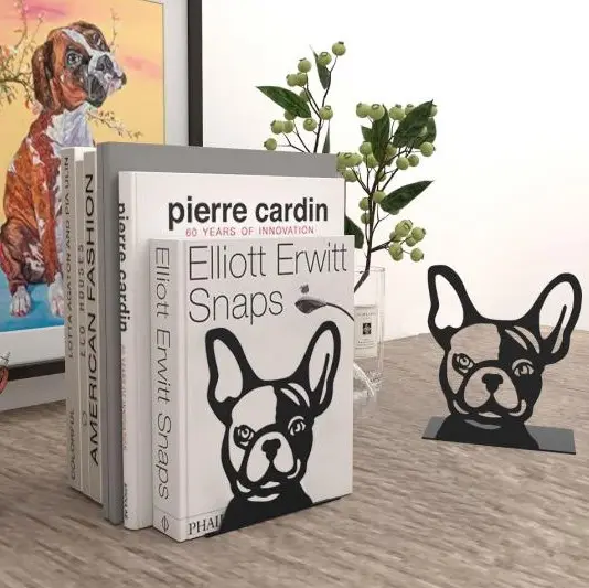 FUHUA supporto per libro fermalibri per cani in metallo decorativo personalizzato a forma di L resistente per libreria
