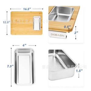 <b>Bamboo</b> Kitchen Cutting Board Square With <b>Containers</b> For Cheese And Vegetables Household Use - Product Image 2