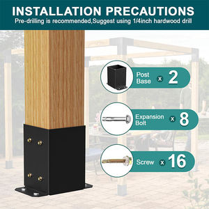 Support de poteau en acier robuste en forme de U, sur mesure, pour fixation sur béton humide, pour clôtures, garde-corps, pergolas et <span class=keywords><strong>bois</strong></span>, lot de 2 - Product Image 3