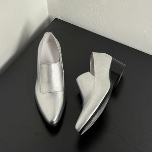 Men's 5CM Height Increasing High Heel <b>Ankle</b> <b>Boots</b> 2026 Niche New <b>Silver</b> Pointed Toe Full Genuine Leather Fashion <b>Boots</b> - Product Image 2