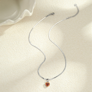 DIY kalung liontin hati warna-warni permen Korea Fashion rantai pisau baja tahan karat Aksesori Wanita grosir - Product Image 3