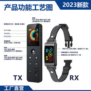 CP5 หน้าจอสี ปลอกคอฝึกสุนัขแบบชาร์จไฟได้ กันน้ำ อุปกรณ์ควบคุมการเห่า ปลอกคอช็อตไฟฟ้าสำหรับใช้งานทั่วไป - Product Image 3