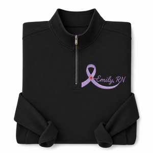 Sudadera Personalizada con Cierre de Cremallera y Bordado de Conciencia sobre el Cáncer de Mama, con Lazo, para Regalo a Enfermeras Supervivientes - Product Image 3