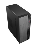Boîtier PC Micro ATX Slim Mid-Tower, Cabinet de Bureau Compact avec Fenêtre Latérale, 3 Ventilateurs, Utilisation Bureau/Domicile/Commerciale, OEM