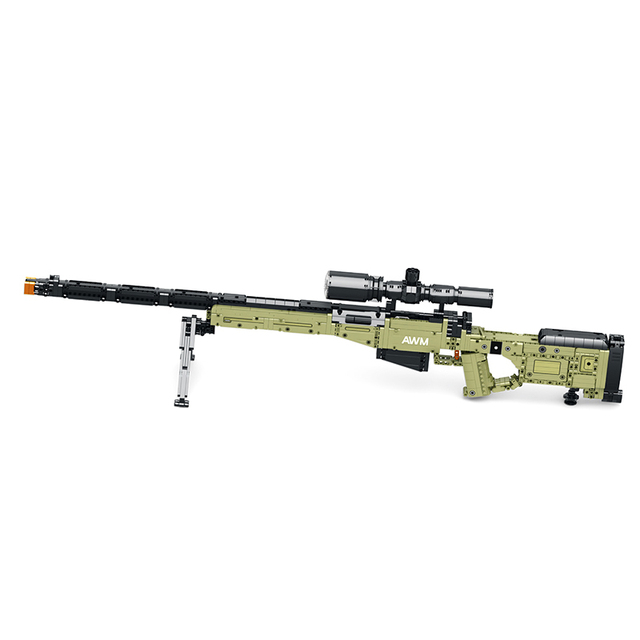 BLOCKMOC AWM Sniper Rifle Building Block Set MOC Launchable Assembly Model DIY Educational Electronic Toy ASTM Certified ABS