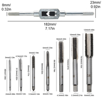 Jeu professionnel de 8 tarauds manuels HSS M3-M12 et clé à taraud réglable, jeu de tarauds métriques pour le taraudage des métaux