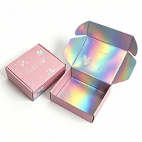 Scatola Rosa per Spedizioni con Stampa Olografica Laser Personalizzata, Scatole in Cartone Ondulato per Imballaggio di Prodotti Cosmetici e Unghie