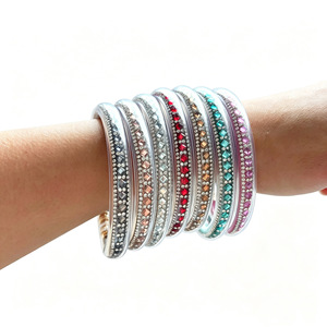 Hot Selling Shiny Rhinestone Bangle <b>Bracelets</b> Multi Color <b>Crystal</b> Wristband Summer Versatile Luxury Women Hand Jewelry - Product Image 5