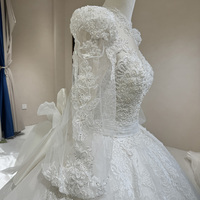 Jancember DW0091 Robes de mariée musulmanes à nœud avec long train