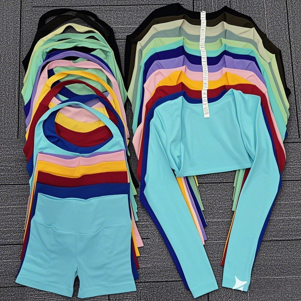 Women's Breathable Quick-Drying Gym Fitness Set Long Sleeve Shorts Running Pants Bra Solid Pattern Leggings Yoga Sports Suit
