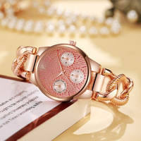Jam tangan mewah untuk wanita, jam tangan mewah untuk wanita hiasan berlian Inlay Dial tiga mata, jam tangan kuarsa lintas batas pembelian besar