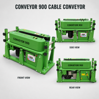 Convoyeur à câble avec chenilles, contrôle de vitesse à fréquence variable, liaison multi-machines sans fil