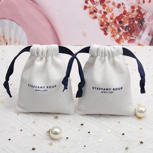 Eco-Friendly <b>Small</b> <b>White</b> Cotton Canvas Jewelry Pouch Custom Logo Printing Comb Perfume Cosmetic Packing Gift Cotton Dust <b>Bag</b> - Product Image 2