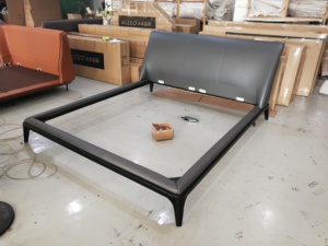 High-End Quality Factory Luxury <strong>Beige</strong> Up-holstered King Queen Size Solid Wood Frame Beds - Product Image 5