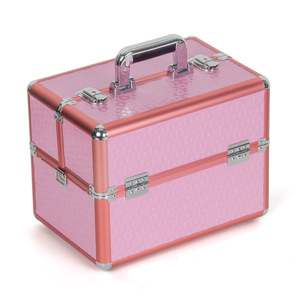 Boîte à outils <span class=keywords><strong>en</strong></span> aluminium de 12 pouces grande capacité avec serrure, 6 plateaux multicouches ouvrables pour broderie et nail art, rose - Product Image 5