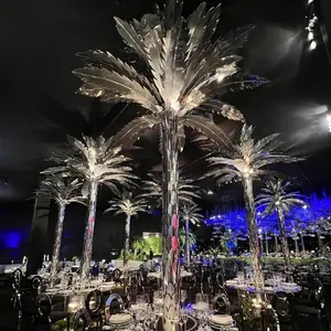 Escultura de palmera de acero inoxidable personalizada, decoración para eventos