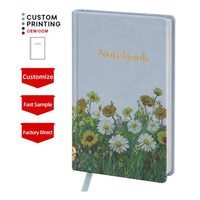 Carnet de notes A5 personnalisé avec logo imprimé par sublimation, motif floral gaufré, mignon, cadeau pour femme