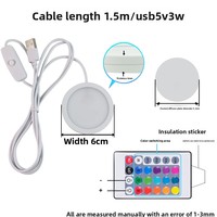 Lampe ronde USB 5V LED avec lampe en aluminium ultra-mince à intensité variable à distance pour impression 3D Armoire à vin Puck Light 60mm de diamètre