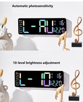 Chiffres colorés grand écran 13 pouces LED horloge murale numérique nordique Simple salon décor à la maison Table bureau réveil