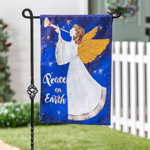 Gasser stampa personalizzata 12x18 pollici bandiera stagionale Banner bandiera da giardino in lino con stampa fronte-retro con supporto in acciaio - Product Image 3