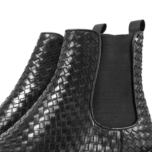 Stivali neri primavera e inverno di alta qualità tessuto in pelle <span class=keywords><strong>pantofole</strong></span> eleganti di lusso stivaletti per gli uomini - Product Image 3