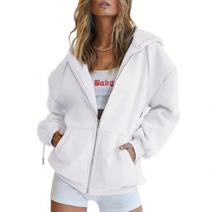 Sudadera con capucha para mujer Otoño 280GSM French Terry Chaqueta suelta Suéter con cremallera completa 280GSM Mujeres French Terry Hoodie - Product Image 3