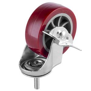 3-Zoll-Lenkrollen Set mit 4 Verriegelung rollen Hochleistungs-Gesamt kapazität 330lbs Metrisch M8-1, 25 PU-Rollen mit Gewindes tiel - Product Image 2