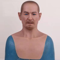 Masque en silicone réaliste pour cosplay, tête d'homme âgé avec sourcils et barbe implantés, accessoires de cosplay