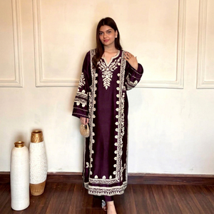 Conjunto de Salwar Kameez de Rayón Satinado Bordado para Mujer, Estilo Holgado, Kurta Pakistaní, Ropa Étnica Tradicional de Secado Rápido para Bodas y Fiestas - Product Image 1