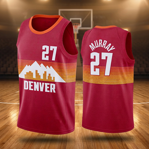 เสื้อบาสเก็ตบอลเดนเวอร์ นักเก็ตส์ 27 เมอร์เรย์เสื้อกล้ามตาข่ายสีแดงสำหรับผู้ชายพิมพ์ลายระบายอากาศได้ดีชุดทีม - Product Image 3