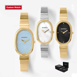 Relojes de cuarzo de acero inoxidable con logotipo personalizado para mujer, pulseras de lujo con esfera pequeña y perlas, joyería ovalada personalizada - Product Image 3