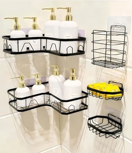 Modern <strong>Wall</strong> Mounted Dish Storage <strong>Holder</strong> Free Punch Storage Rack Bathroom Black Stainless Steel <strong>Wire</strong> Soap <strong>Holder</strong> - Product Image 3