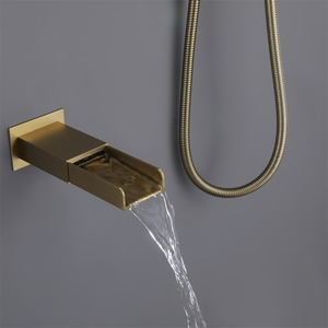 Mitigeur <span class=keywords><strong>de</strong></span> <span class=keywords><strong>douche</strong></span> thermostatique mural en laiton doré à 3 voies avec <span class=keywords><strong>barre</strong></span> coulissante et <span class=keywords><strong>douche</strong></span> pluie intégrée - Product Image 4