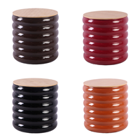 Table d'appoint moderne en fer avec plateau en bois amovible, pouf multifonctionnel 3-en-1 pour salon, chambre, hôtel et jardin