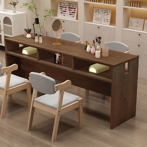 Table de manucure moderne en bois avec rangement et présentoir pour salon et spa - Product Image 1