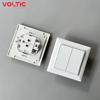 Interruptor de Pared Mecánico de Doble Polo, 1 o 2 Botones, Unidireccional o Bidireccional, con Placa Retro, 230v EU