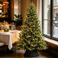 Sapin de Noël artificiel réaliste en PE vert pré-éclairé avec lumières LED blanc chaud