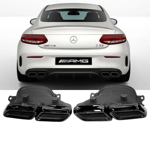 Embout d'échappement DEX pour Mercedes-Benz Classe C W205 14-18, silencieux en acier inoxydable noir pour C200 C260 C300 <span class=keywords><strong>AMG</strong></span> C63S, tuyau d'échappement - Product Image 1