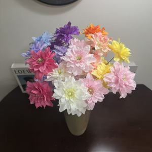 Junheyuan Arts And Crafts Factory <b>Artificial</b> Dahlia Single Stem Silk Flower Multi Color Wedding Decoration Floral Arrangement - Product Image 3