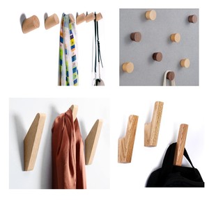 Crochets muraux en bois naturel pour suspendre les manteaux - Product Image 1