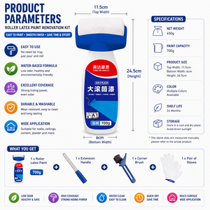 Kit Profesional de Rodillos para Repintado de Paredes, Juego de Herramientas para Reparación y Decoración de Paredes con Pintura de Látex - Product Image 3