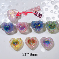 Moda colorata brillante cuore di zucchero Cabochon in resina a fondo piatto per il giorno di san valentino decorazione del telefono
