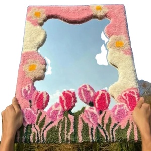 Increíble artesanía púrpura puesta de sol punzón espejo Retro escandinavo <span class=keywords><strong>Grafic</strong></span> marco tufted espejos para pared decoración del hogar - Product Image 3