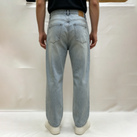 Jean en denim 100 % coton pour homme, coupe droite taille mi-haute, style streetwear hip-hop, avec logo personnalisé, fermeture éclair, haute qualité, léger