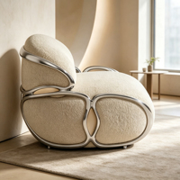 Designer-Akzentsessel aus Fiberglas mit Stoffbezug, Moderner Luxuriöser Geschwungener Einzelsofa-Stuhl für das Wohnzimmer